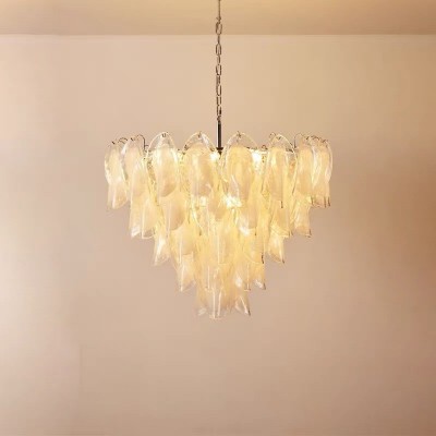 主卧室房间灯具法式轻奢客厅吊灯现代简约奶油风餐厅云彩玻璃吊灯图2