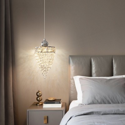 意式轻奢高级感房间卧室装饰灯走廊过道照明灯可升降床头水晶吊灯