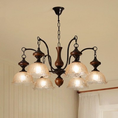 法式复古风冰裂纹罩南洋风中古卧室餐厅吊灯现代大厅主灯客厅吊灯