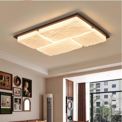 客厅吸顶灯中古南洋风新款现代简约客厅主灯实木胡桃色护眼灯具