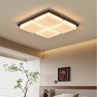 客厅吸顶灯中古南洋风新款现代简约客厅主灯实木胡桃色护眼灯具图2