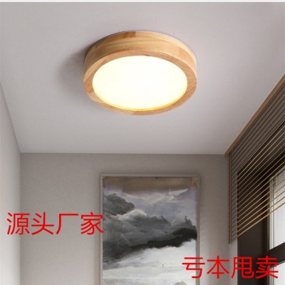 简约北欧实木圆形过道灯门厅入户玄关走廊衣帽间天花装饰led灯具图2