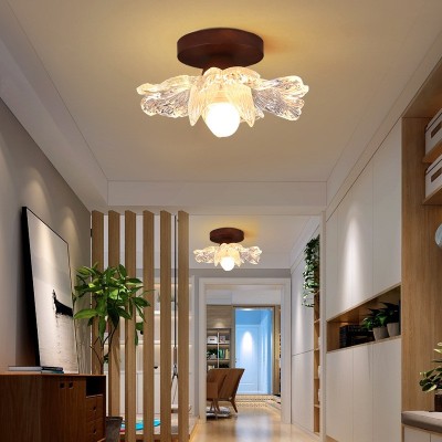 中古风床头卧室小吊灯花瓣玻璃走廊玄关衣帽间吸顶灯餐厅吧台灯具图2