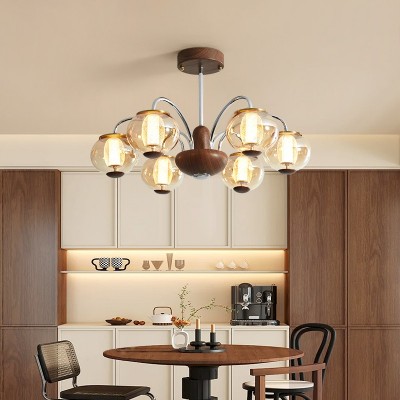 客厅吊灯法式中古风胡桃木色大气卧室灯美式复古vintage大厅灯具图3