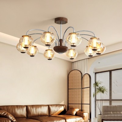 客厅吊灯法式中古风胡桃木色大气卧室灯美式复古vintage大厅灯具图5