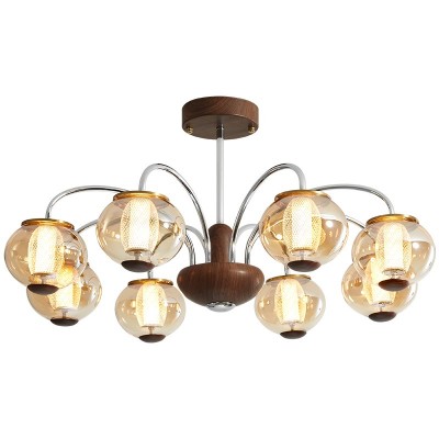 客厅吊灯法式中古风胡桃木色大气卧室灯美式复古vintage大厅灯具图2