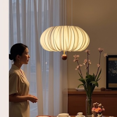 法式中古风南瓜布艺餐厅吊灯复古卧室书房南洋风氛围灯具图2