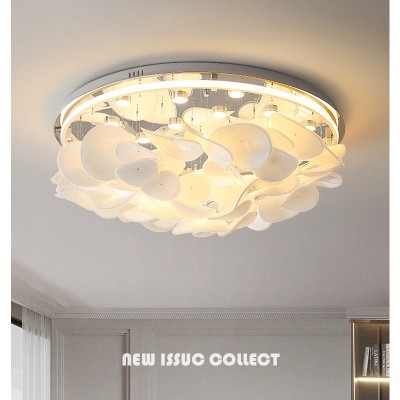 法式设计师荷叶客厅餐厅吸顶灯现代奶油风轻奢玻璃卧室书房吊灯图2