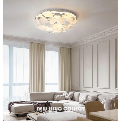 法式设计师荷叶客厅餐厅吸顶灯现代奶油风轻奢玻璃卧室书房吊灯图4