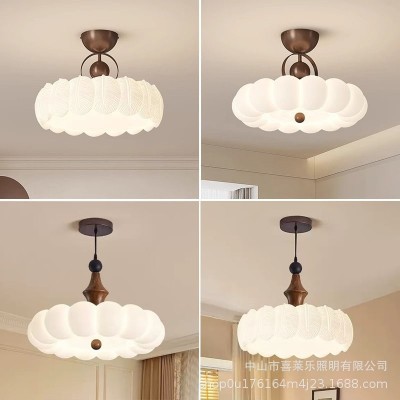 法式中古风卧室吊灯奶油风全光谱护眼儿童房灯具高级感复古书房灯