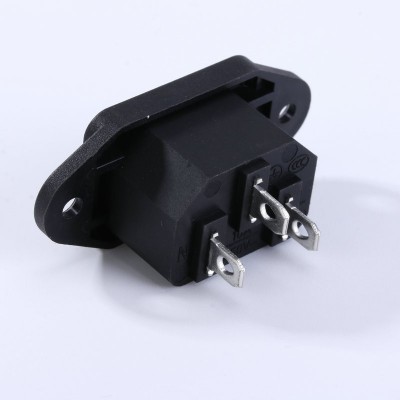 厂家现货AC三芯电源开关对接口带耳朵三竖头品字口电动车充电口图2