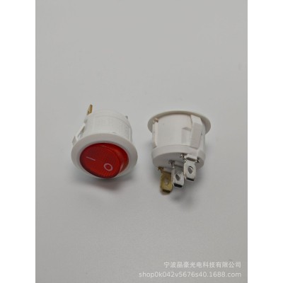 KCD1-6白底透明红盖带灯大圆船型开关电源开关热水壶开关图5