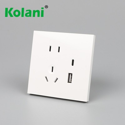 五孔双USB墙壁插座86型面板家用智能type-c手机5V充电新国标快充图2