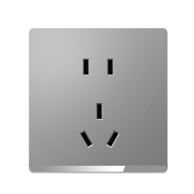 国际电工86型暗装现代灰色大板无框墙壁开关面板钢架一开带五孔插图5