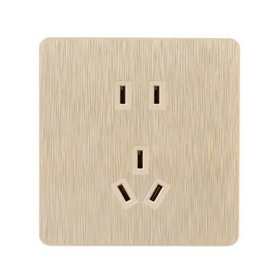 国际电工五孔插座面板拉丝金家用开关插座86型10A二三级墙壁插座图3