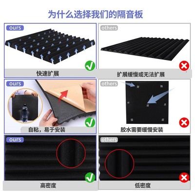 跨境隔音泡沫棉海绵自粘KTV吸音棉卧室消音材料阻燃吸音海绵材料图3