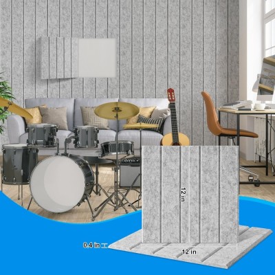 跨境12片装竖条款聚酯纤维隔音板吸音板自粘家庭吸声降噪隔音材料图2