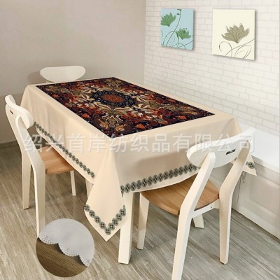 数码印花涤纶棉麻防水餐桌布桌旗台布来图来样桌布厂家防滑图2