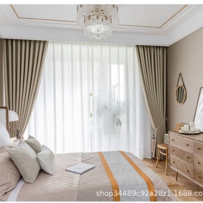 遮光隔热布艺窗帘学校医院办公公寓酒店宿舍遮阳隔热防晒布艺窗帘图3