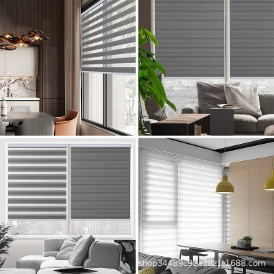 双层遮光窗帘柔纱帘斑马帘手动电动遮光隔热卷筒式窗帘办公卷窗帘图4