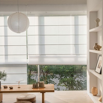 现代简约透景罗马帘朦胧线条客厅阳台办公室折叠升降罗马帘窗帘