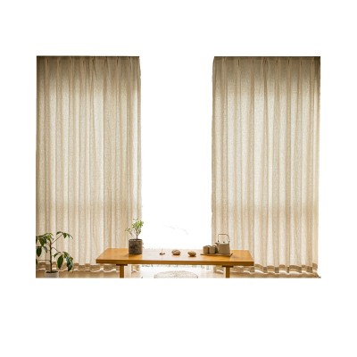 日式侘寂风天然纯亚麻透光不透人无甲醛卧室阳台飘窗原木风窗帘图5