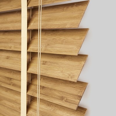 竹百叶实木窗帘中式百叶窗茶室书房餐厅遮阳遮光电动升降卷帘厂家图4