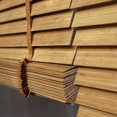 竹百叶实木窗帘中式百叶窗茶室书房餐厅遮阳遮光电动升降卷帘厂家图3