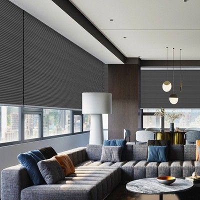 蜂巢帘现代简约家用书房遮光遮阳日夜卷帘百叶窗免打孔窗帘图3