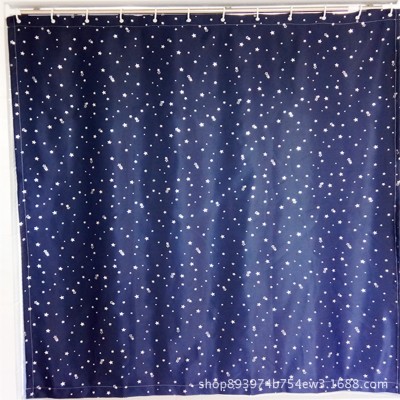 简易窗帘免打孔安装出租房宿舍遮光成品窗帘布飘窗寝室防晒星星帘图3