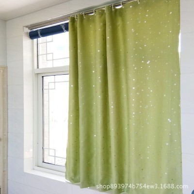简易窗帘免打孔安装出租房宿舍遮光成品窗帘布飘窗寝室防晒星星帘图5
