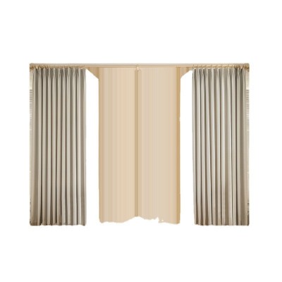 赠送高温定型雪尼尔人字纹成品窗帘日式奶茶色遮光窗帘布家 装客厅图5