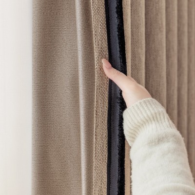 法式复古中古风窗帘布半夏1500克原版雪尼尔遮光窗帘成品客厅卧室图2