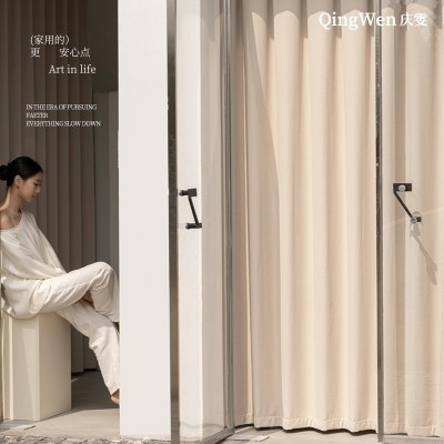 双面雪尼尔奶油色遮光窗帘布料绍兴柯桥雯昱纺织色坯仓库源头厂家图4