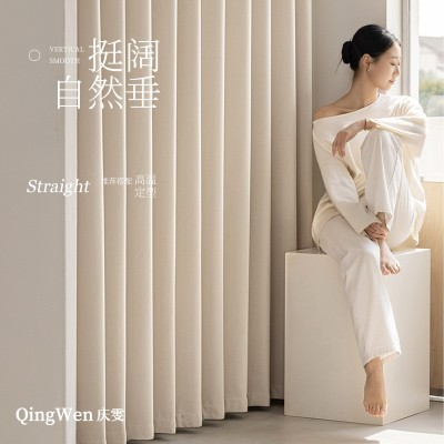 双面雪尼尔奶油色遮光窗帘布料绍兴柯桥雯昱纺织色坯仓库源头厂家图3