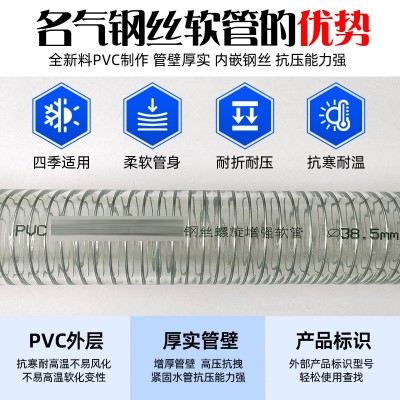 PVC螺旋透明钢丝软管耐160℃高温抽油管工业高温输送介质排水胶管图5