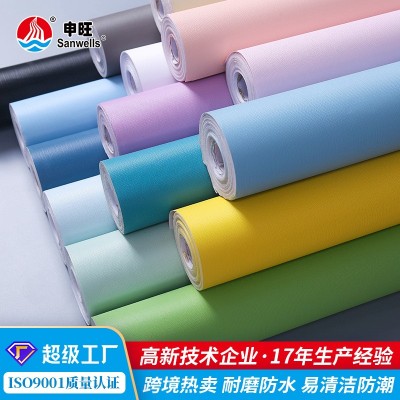 pvc卧室素色墙纸自粘加厚wallpaper背景墙贴宿舍出租房自贴壁纸图2