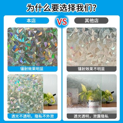 3D镭射玻璃膜透光半透明窗户贴纸阳台玻璃门炫彩月牙玻璃贴纸批发图3