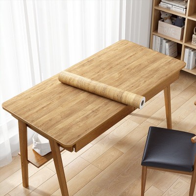 原木墙贴wallpaper自粘墙纸批发家具翻新贴纸衣柜门木纹波音软片图3