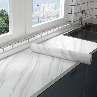 批发自粘仿大理石纹贴纸厨房台面家具贴膜灶台橱柜桌面翻新防水贴图3