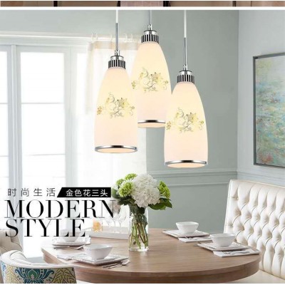 现代简约餐厅三头创意饭厅酒吧台餐桌灯led铁艺餐吊灯具工厂批发