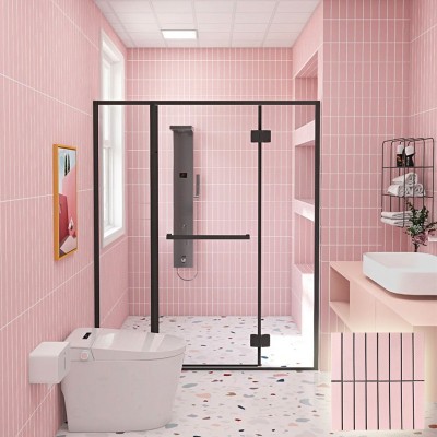 北欧长条陶瓷马赛克黑白灰蓝色窑变瓷砖柱子厨房阳台餐厅工程墙砖