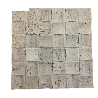 洞石马赛克瓷砖天然复古石材黄洞石火山岩文化砖3D立体凹凸面瓷砖图5