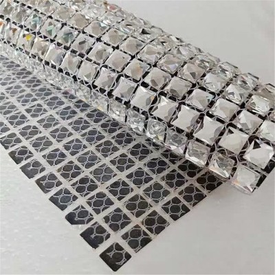 钻石马赛克瓷砖玻璃13面镜面商场墙贴银镜闪钻玻璃墙贴装饰图3