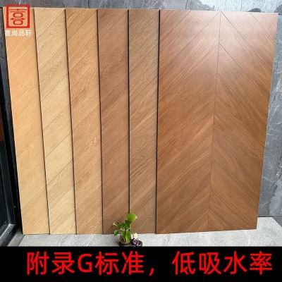 原木风鱼骨纹木纹砖600x1200人字拼仿木地板瓷砖客厅卧室防滑地砖图2