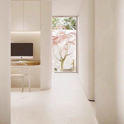 奶油侘寂风微水泥瓷砖白色厨房卫生间墙砖客厅餐厅地砖素色肤感面图4