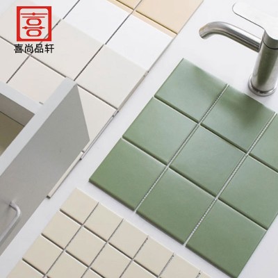 佛山法式奶油色马赛克瓷砖厨房卫生间浴室墙砖地砖橄榄绿小方砖