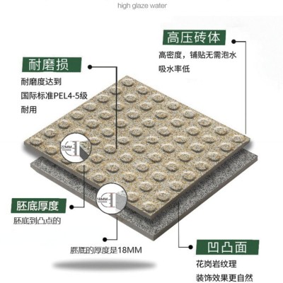 300*300全瓷盲道砖地铁高铁站台止步砖人行横道地砖瓷砖厂家直供