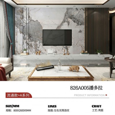 佛山800*2600岩板瓷砖连纹现代客厅电视背景墙砖白岩板岩板连纹图3