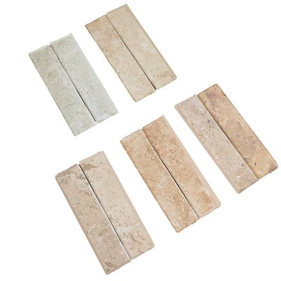长条洞石瓷砖米黄色莱姆石仿石材手工砖陶土砖餐饮卫生间民宿墙砖